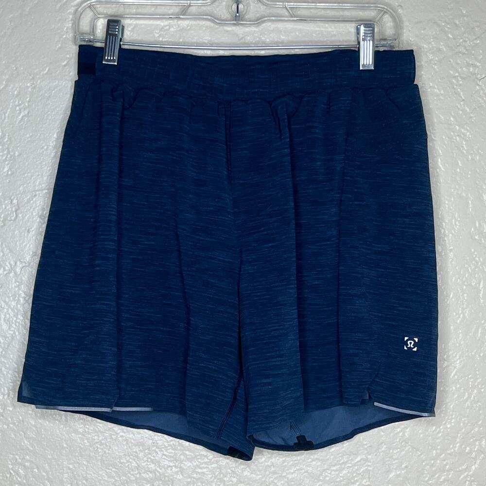 Lululemon Pace Breaker Linerless Shorts Pull On Sweat Wicking Men Heather Navy L